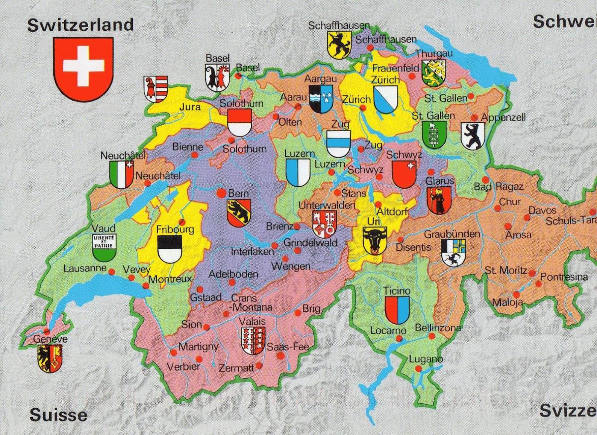 નકશો પ્રવાસી નકશો zurich સ્વિટ્ઝર્લૅન્ડ